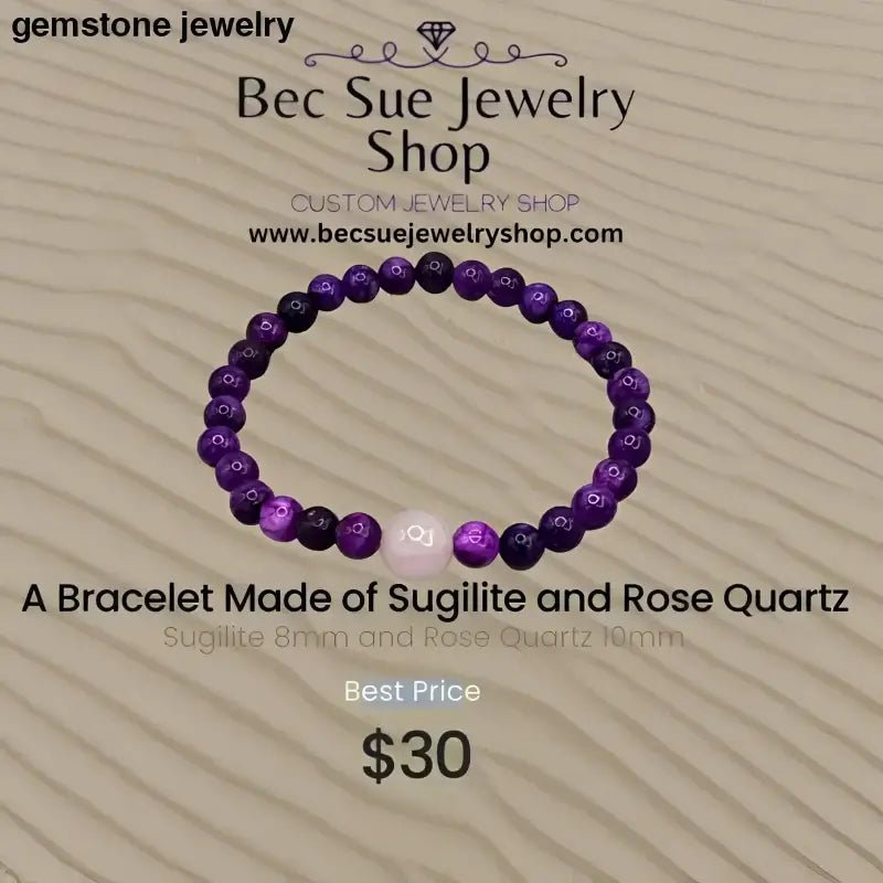 Purple and Pink Sugilite Bead Bracelet - Bec Sue Jewelry Shop