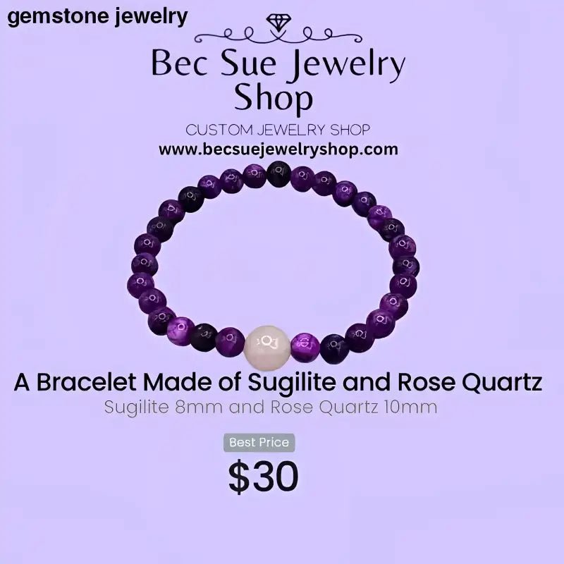 Purple and Pink Sugilite Bead Bracelet - Bec Sue Jewelry Shop