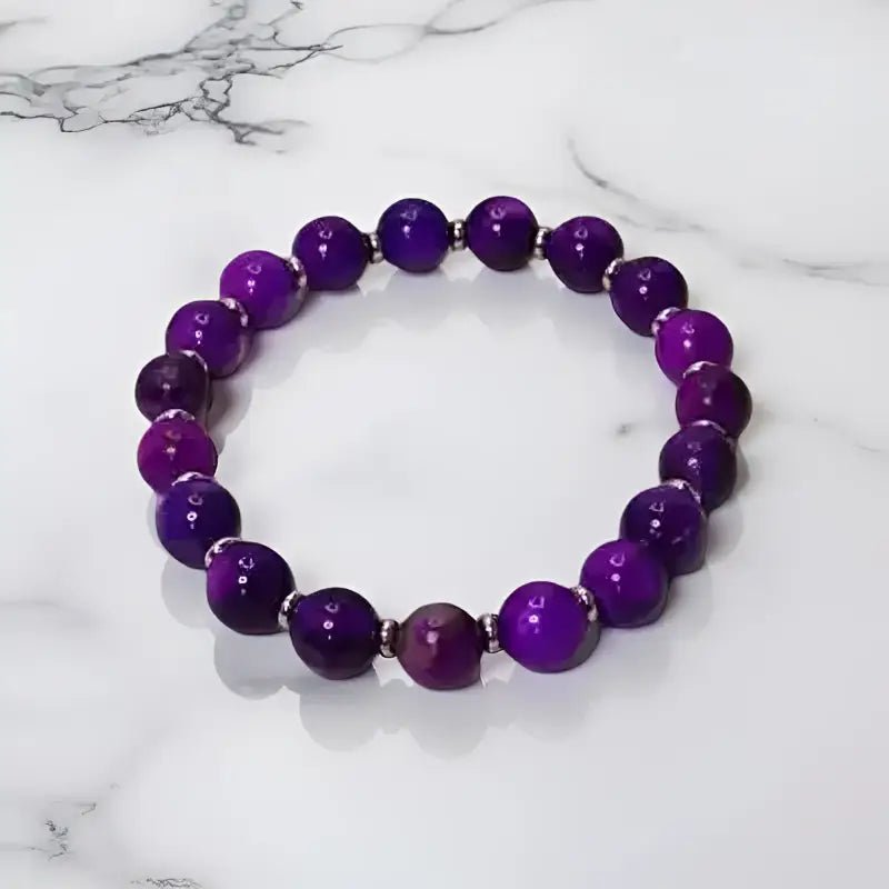Purple Sugilite Beaded Stretch Bracelet with 8mm Gemstones - Bec Sue Jewelry Shop