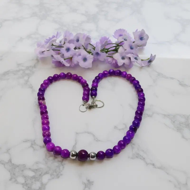 Purple Sugilite Necklace with Sterling Silver Lobster Clasp by Bec Sue Jewelry - Bec Sue Jewelry Shop