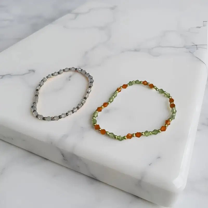 Radiant Tennis Bracelet Set with Beaded Design - Bec Sue Jewelry Shop