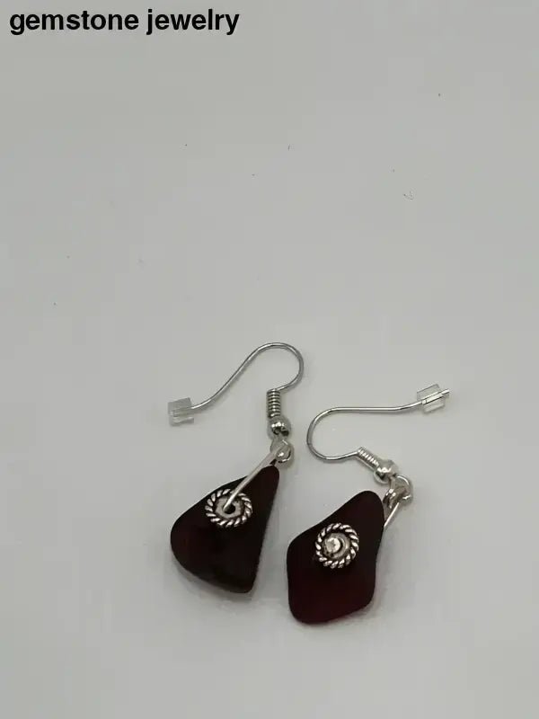 Red Sea Glass Earrings, Dangling earrings - Bec Sue Jewelry Shop