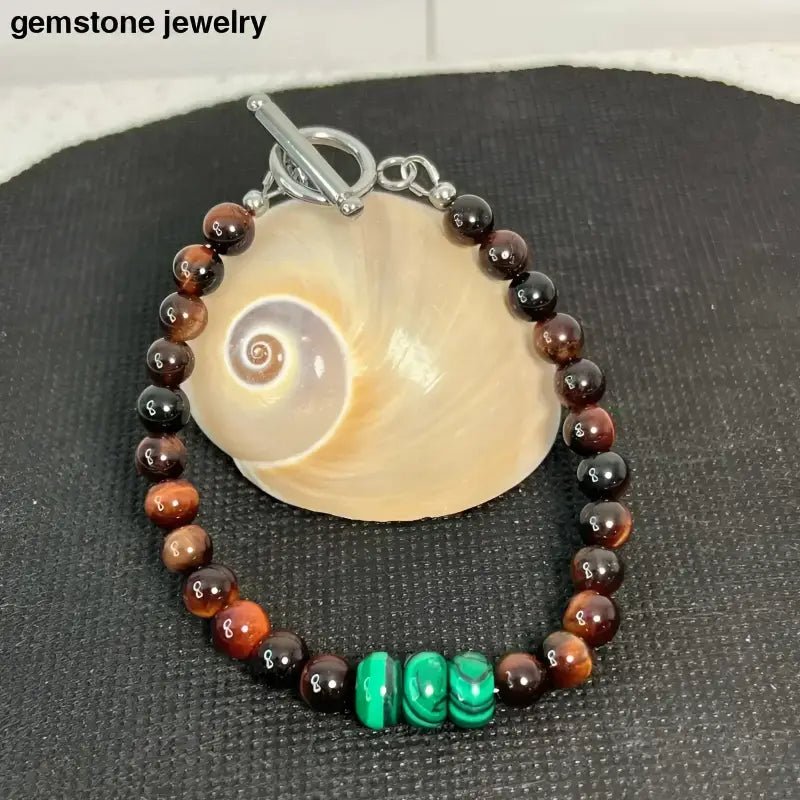 Red Tiger Eye Gemstone Beaded Bracelet - Bec Sue Jewelry Shop