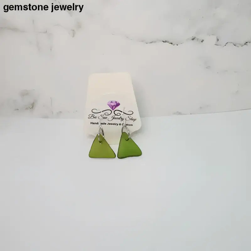 Sterling Silver Turtle Earrings with Triangular Green Gemstones - Bec Sue Jewelry Shop