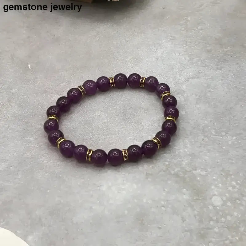 Stunning Amethyst 8mm Beaded Bracelet with Gold Accents - Bec Sue Jewelry Shop