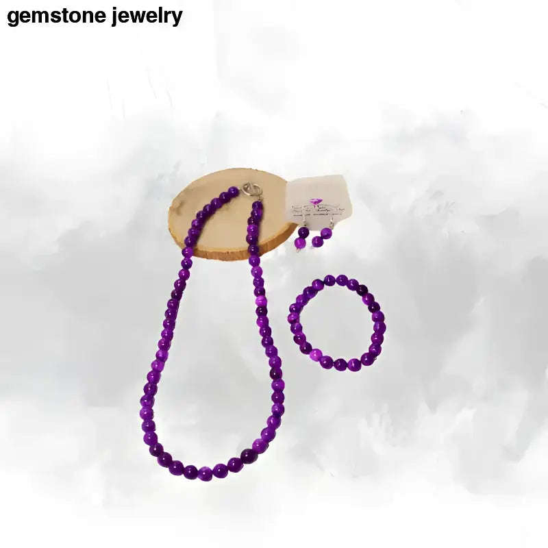 Sugilite Jewelry Set with Necklace and Bracelet - Bec Sue Jewelry Shop