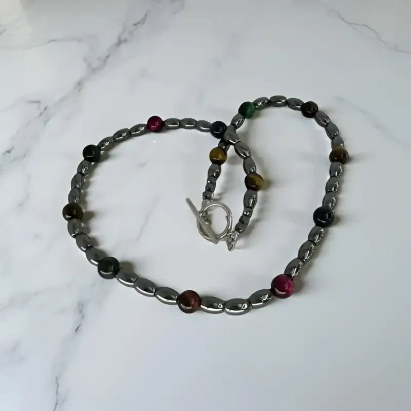 Tiger Eye and Hematite Bead Necklace for Men - Bec Sue Jewelry Shop