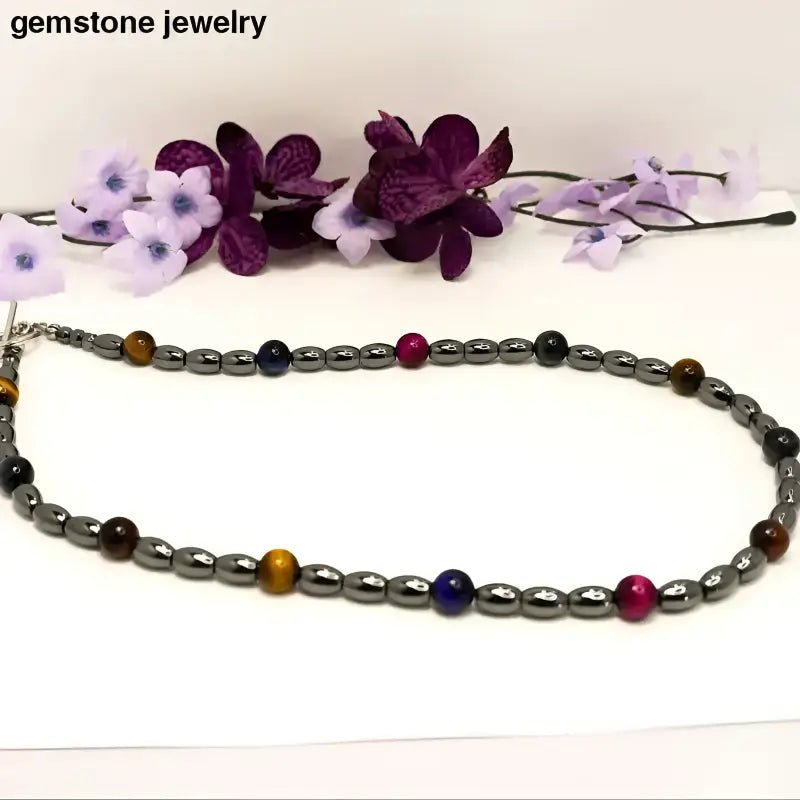 Tiger Eye and Hematite Bead Necklace for Men - Bec Sue Jewelry Shop