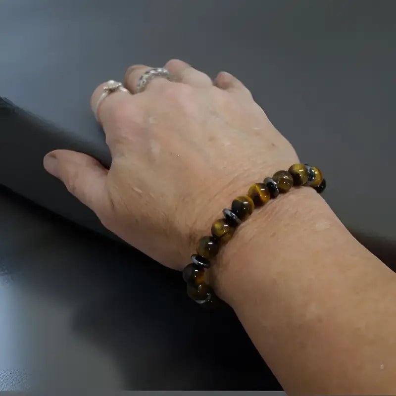 Tiger Eye and Hematite Beaded Bracelet - Bec Sue Jewelry Shop