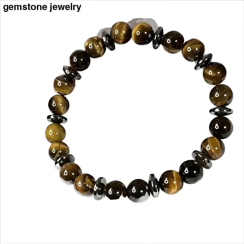 Tiger Eye and Hematite Beaded Bracelet - Bec Sue Jewelry Shop