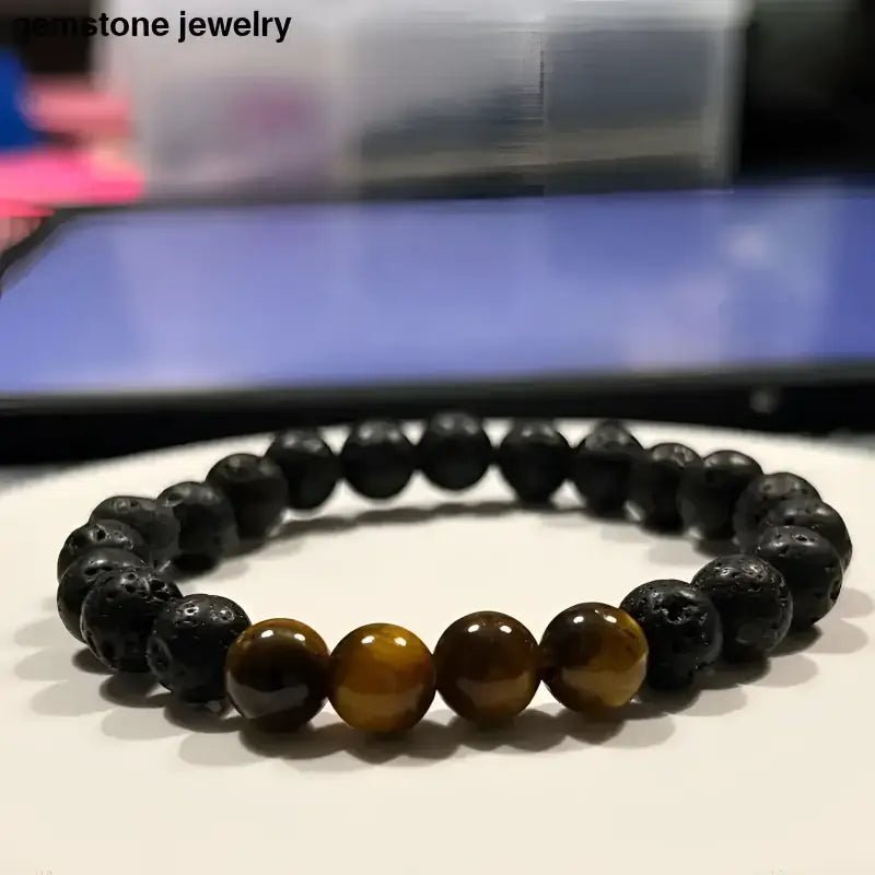 Tiger Eye and Lava Stone Beaded Bracelets Set - Bec Sue Jewelry Shop