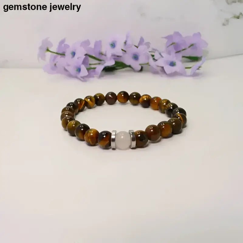 Tiger Eye and Rose Quartz Beaded Bracelet - Bec Sue Jewelry Shop