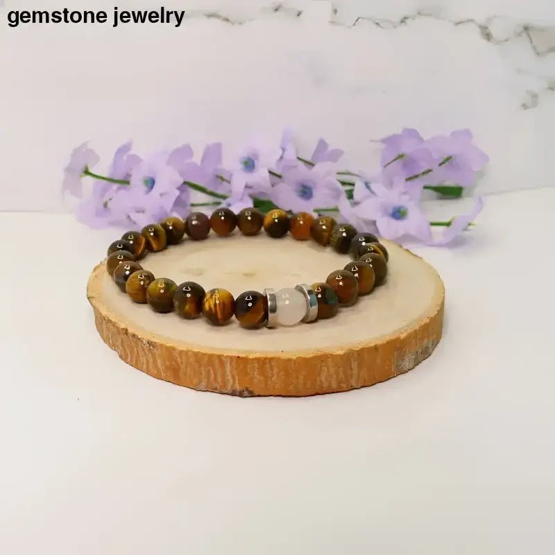 Tiger Eye and Rose Quartz Beaded Bracelet - Bec Sue Jewelry Shop