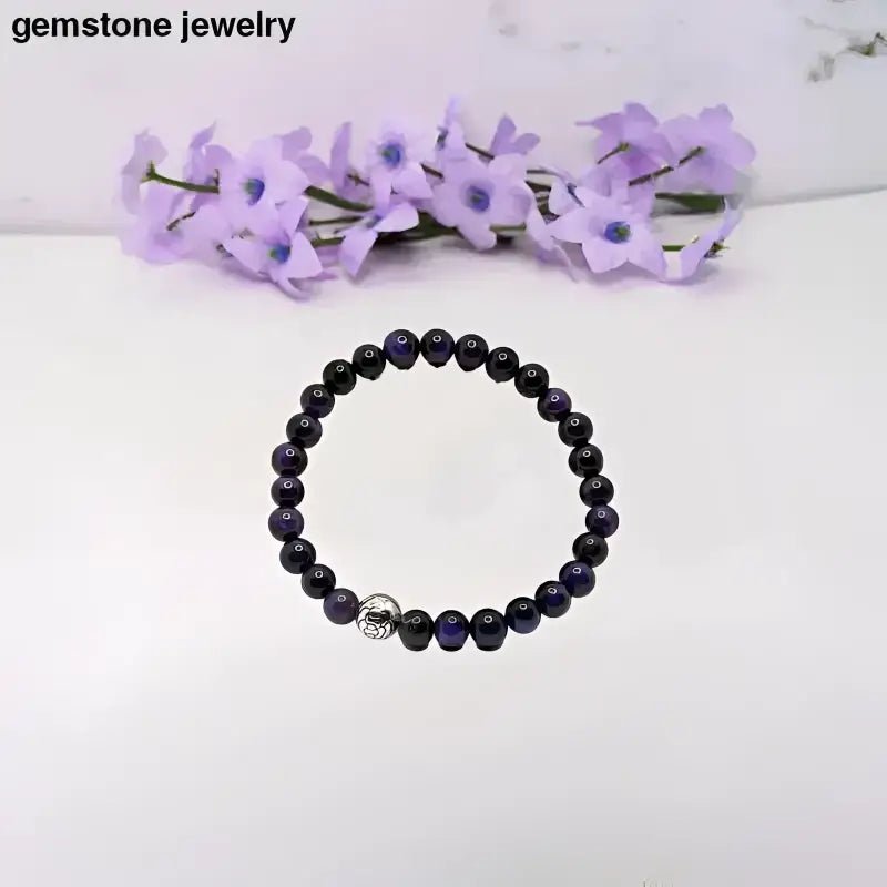 Tiger Eye Gemstone Bracelet in Purple - Bec Sue Jewelry Shop