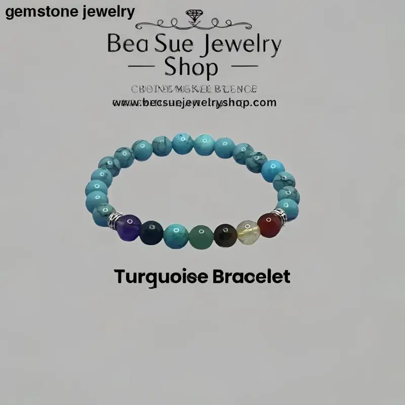 Turquoise and Blue Turquoise Beaded Gemstone Bracelets Set - Bec Sue Jewelry Shop