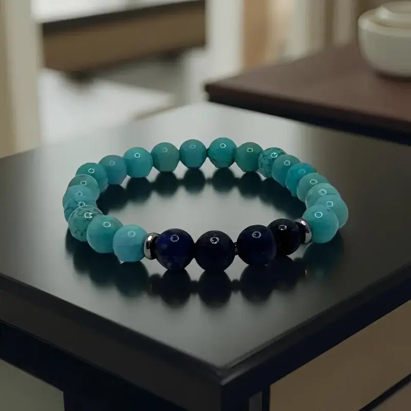 Turquoise Beaded Bracelet with Lapis Lazuli Accent Beads - Bec Sue Jewelry Shop