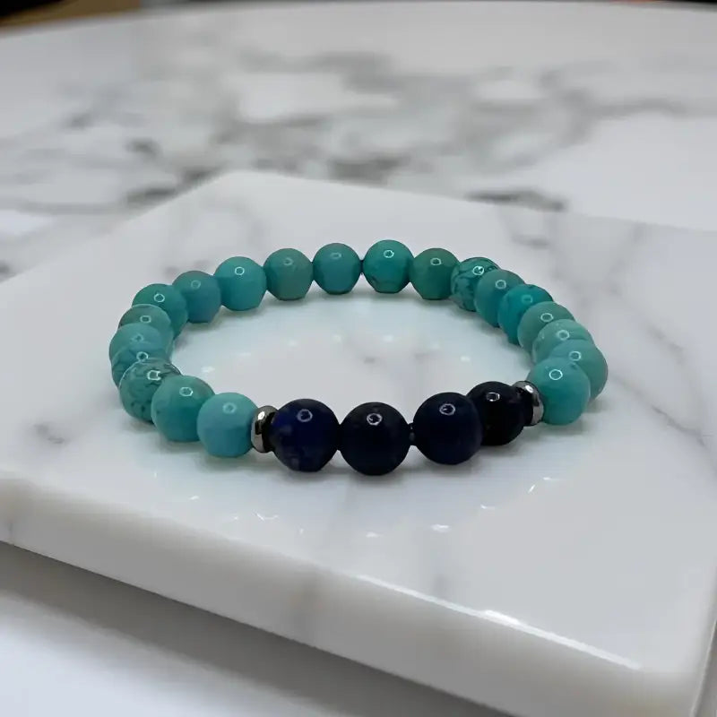Turquoise Beaded Bracelet with Lapis Lazuli Accent Beads and Grade AAA Turquoise