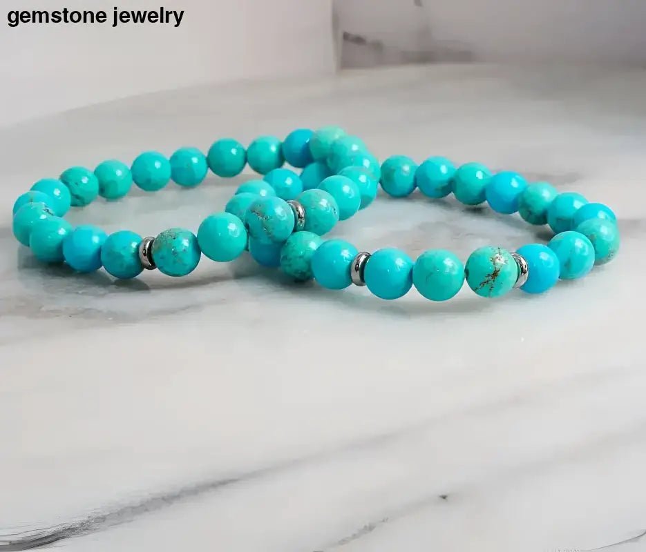 Turquoise Beaded Bracelet with Sterling Silver Spacers - Bec Sue Jewelry Shop