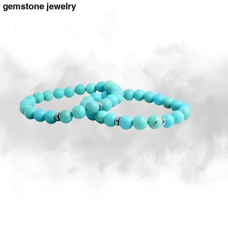 Turquoise Beaded Bracelet with Sterling Silver Spacers - Bec Sue Jewelry Shop