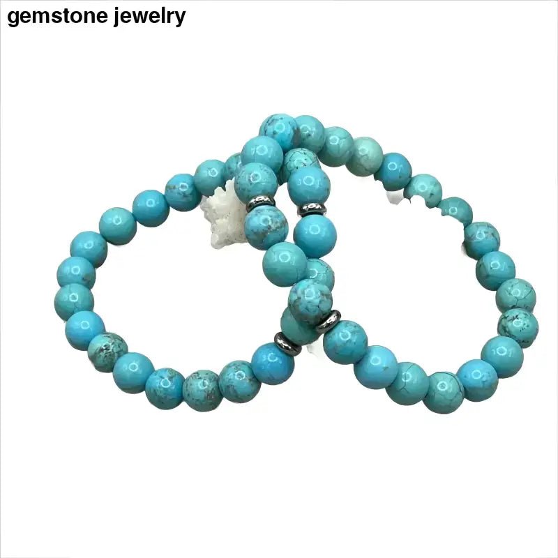 Turquoise Beaded Bracelet with Sterling Silver Spacers - Bec Sue Jewelry Shop