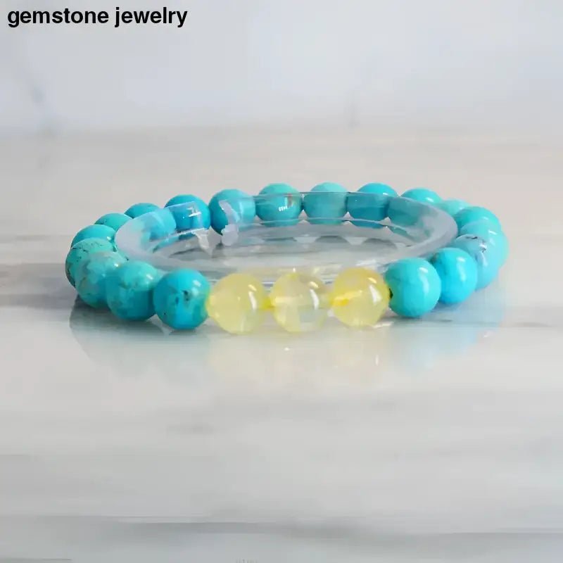 Turquoise Bolo Bracelet with Yellow Gemstone Accents - Bec Sue Jewelry Shop