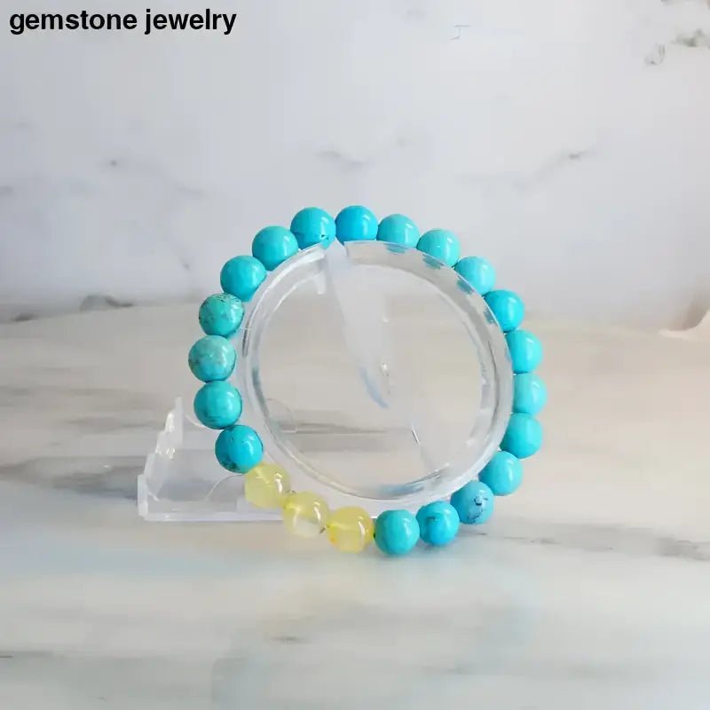 Turquoise Bolo Bracelet with Yellow Gemstone Accents - Bec Sue Jewelry Shop