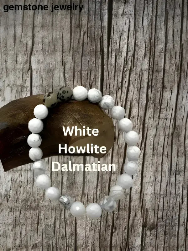 White Howlite Stretch Beaded Gemstone Bracelet - Bec Sue Jewelry Shop