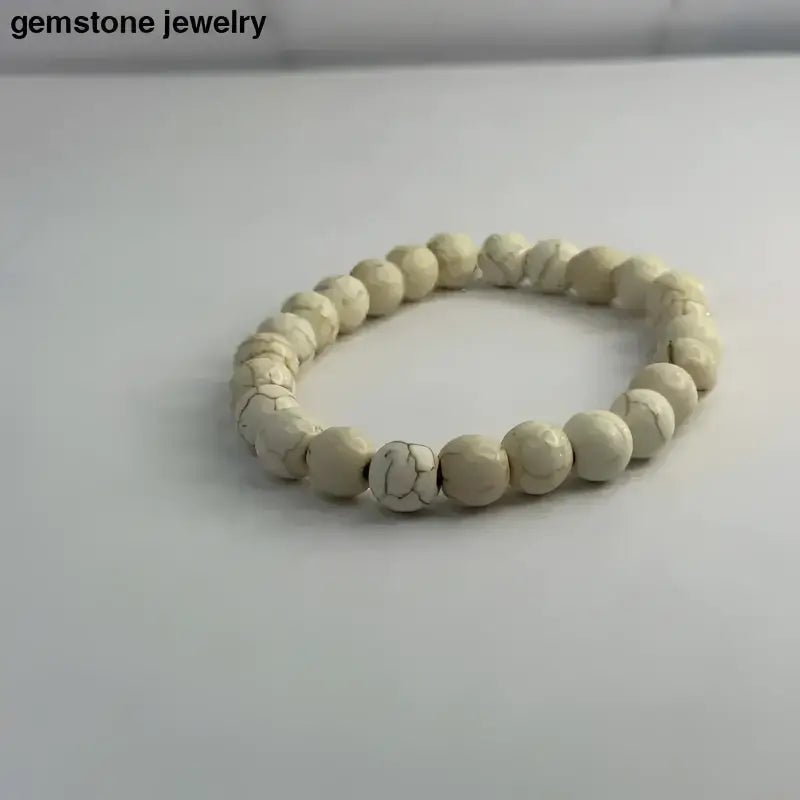 White Turquoise Beaded Gemstone Bracelet - Bec Sue Jewelry Shop
