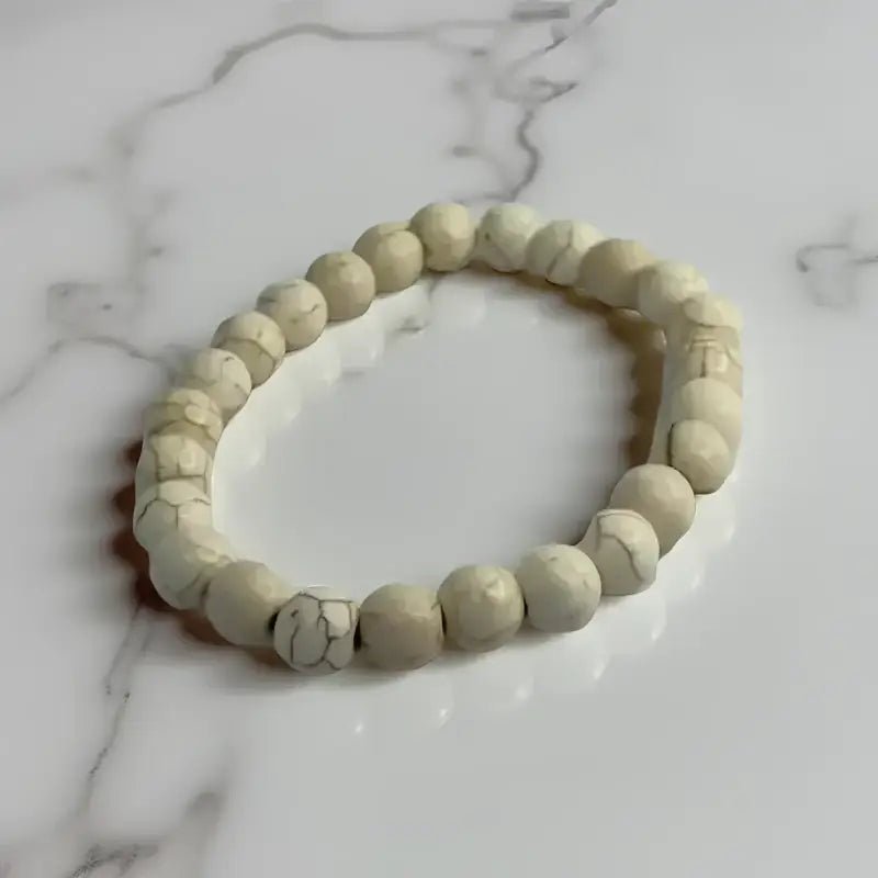 White Turquoise Beaded Gemstone Bracelet - Bec Sue Jewelry Shop
