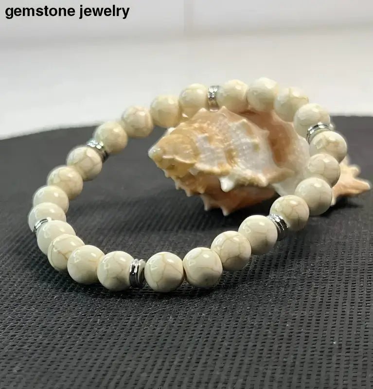 White Turquoise Bracelet with Beads - Bec Sue Jewelry Shop