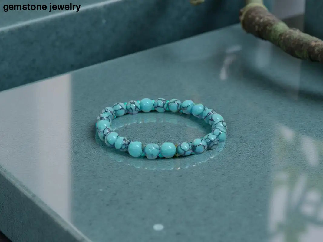 Turquoise beaded bracelet from Bec Sue Jewelry, featuring 8mm beads for elegant style
