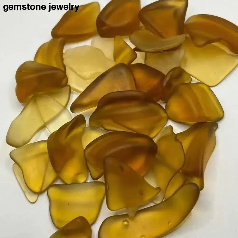 Amber Tumbled Sea Glass Shards, Tumbled Glass - Bec Sue Jewelry Shop