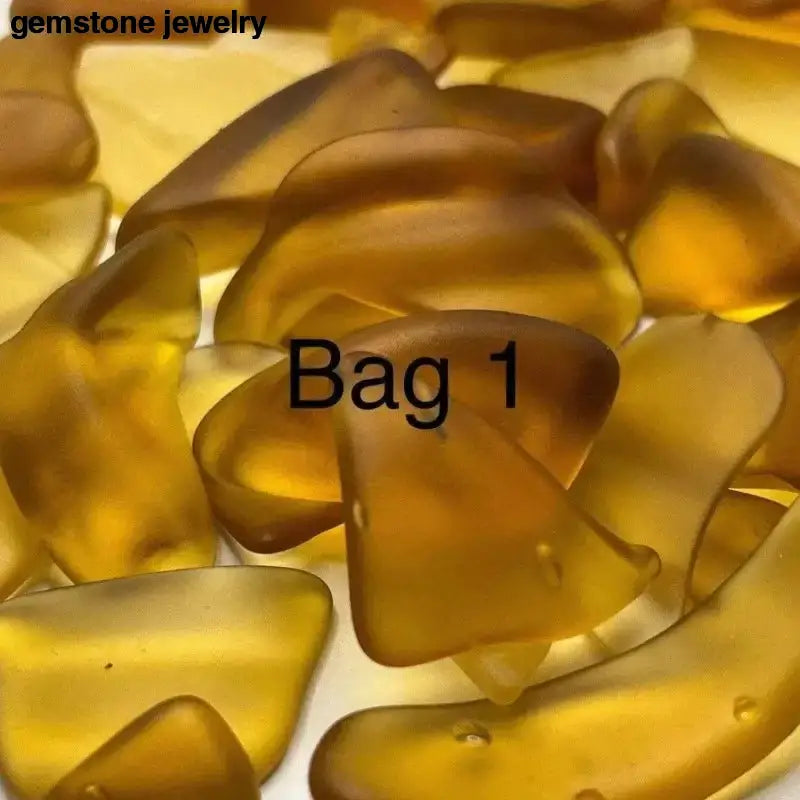 Amber Tumbled Sea Glass Shards, Tumbled Glass - Bec Sue Jewelry Shop