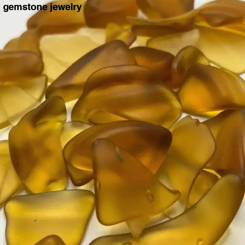 Amber Tumbled Sea Glass Shards, Tumbled Glass - Bec Sue Jewelry Shop