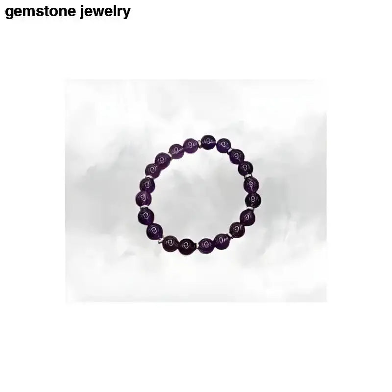 Amethyst Beaded Bracelet with 8mm Beads and Sterling Silver Spacers - Bec Sue Jewelry Shop