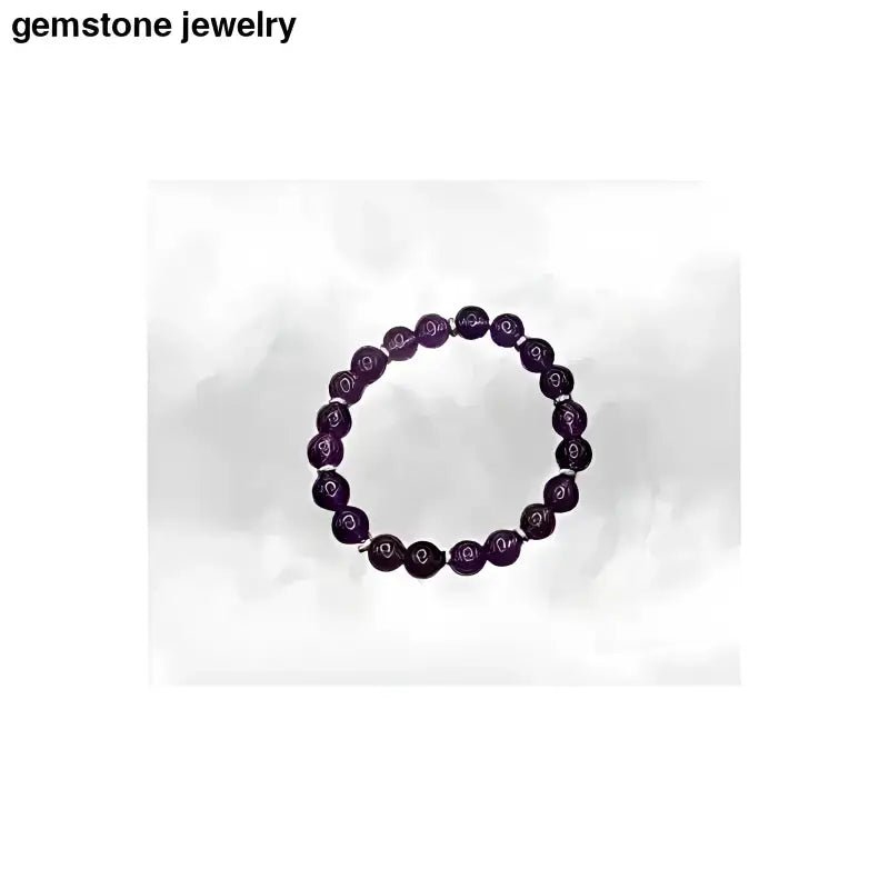 Amethyst Beaded Bracelet with 8mm Beads and Sterling Silver Spacers - Bec Sue Jewelry Shop