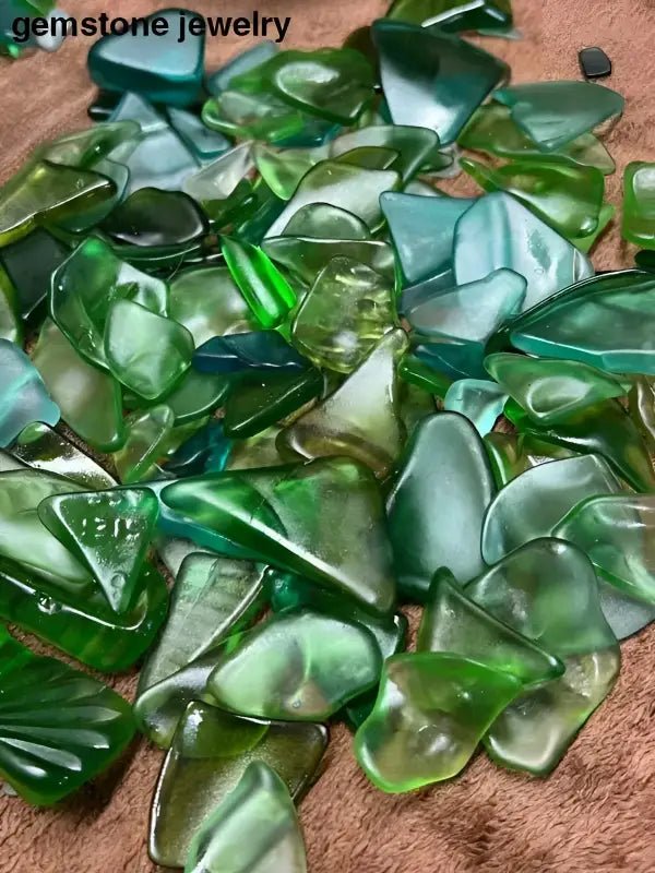 Assorted Green Tumbled Glass Pieces - Bec Sue Jewelry Shop