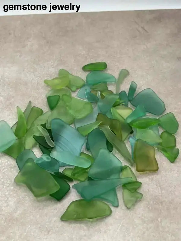 Assorted Green Tumbled Glass Pieces for Mosaic Decor and Bec Sue Jewelry - Bec Sue Jewelry Shop