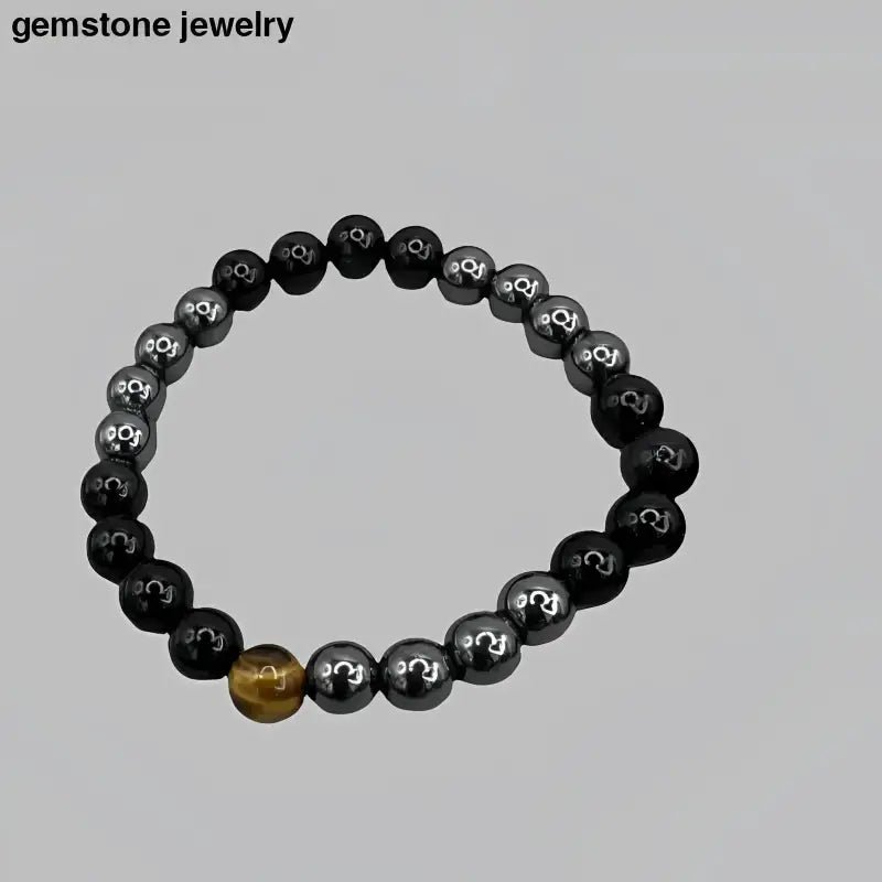 Beaded Bracelet with Tiger Eye Accent Bead - Bec Sue Jewelry Shop