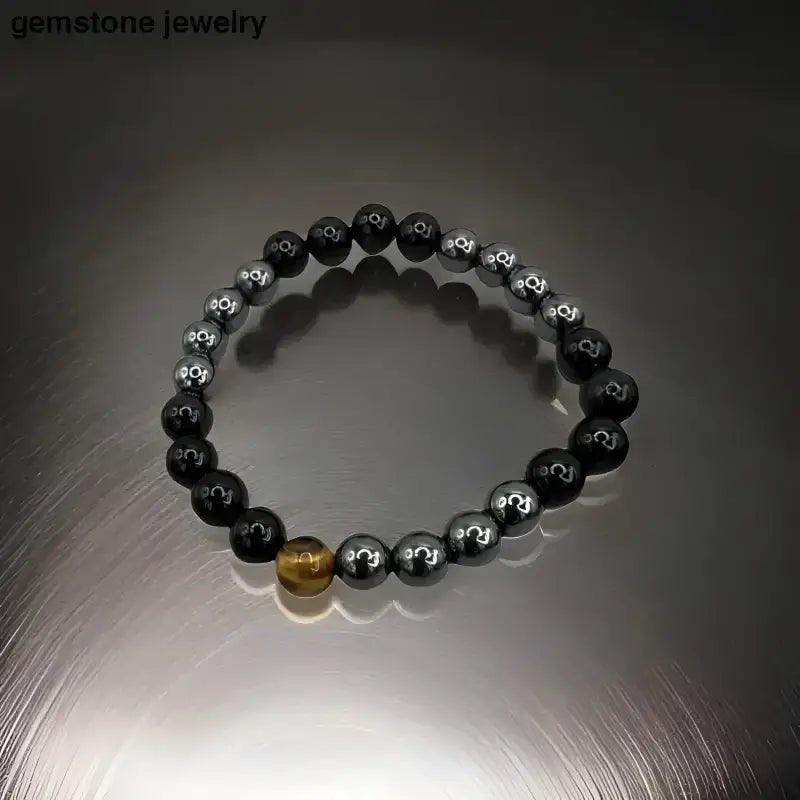 Beaded Bracelet with Tiger Eye Accent Bead - Bec Sue Jewelry Shop