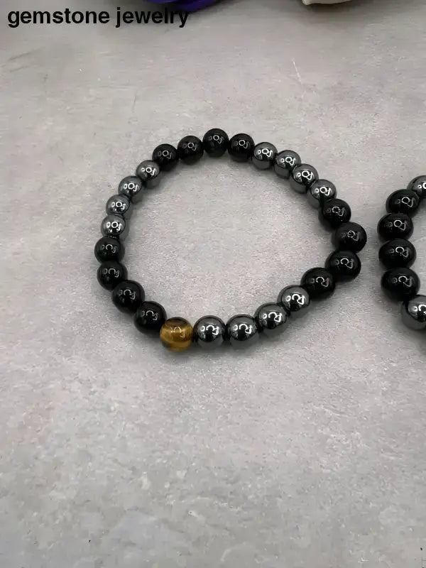 Beaded Bracelet with Tiger Eye Accent Bead - Bec Sue Jewelry Shop