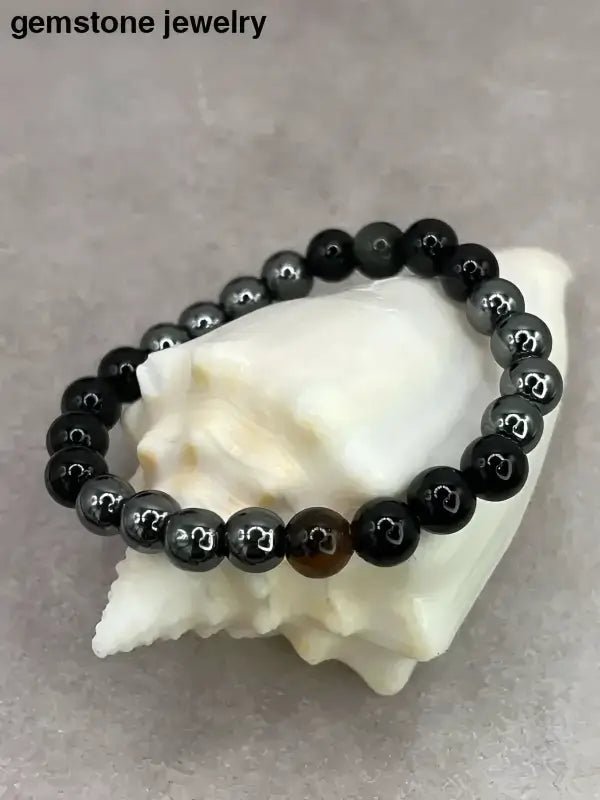Beaded Bracelet with Tiger Eye Accent Bead - Bec Sue Jewelry Shop