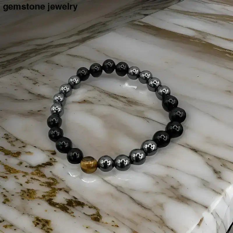 Beaded Bracelet with Tiger Eye Accent Bead - Bec Sue Jewelry Shop