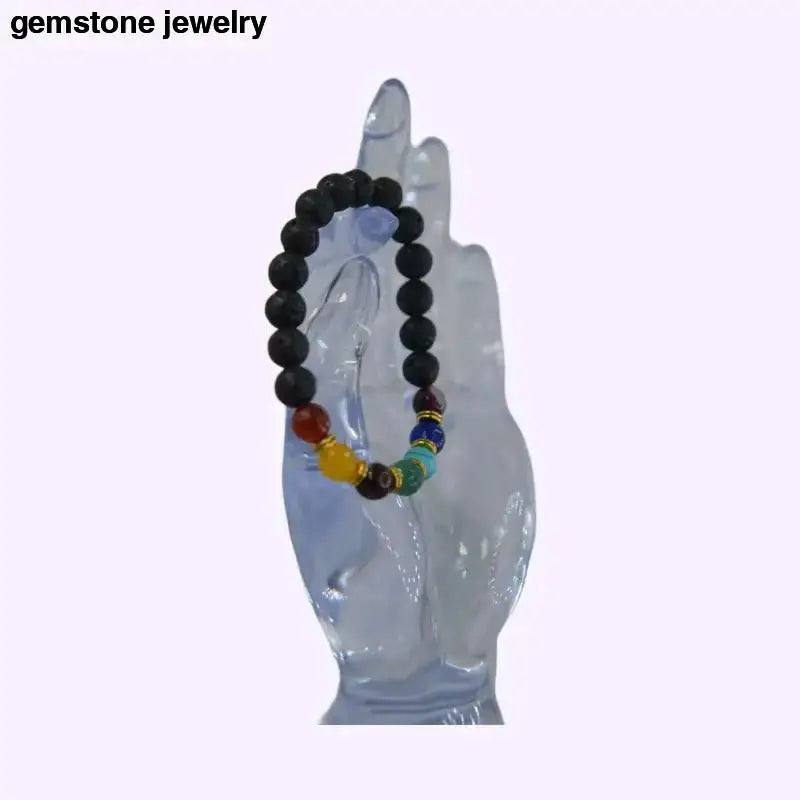 Beaded Chakra Bracelets with Black Lava and Essential Oils - Bec Sue Jewelry Shop