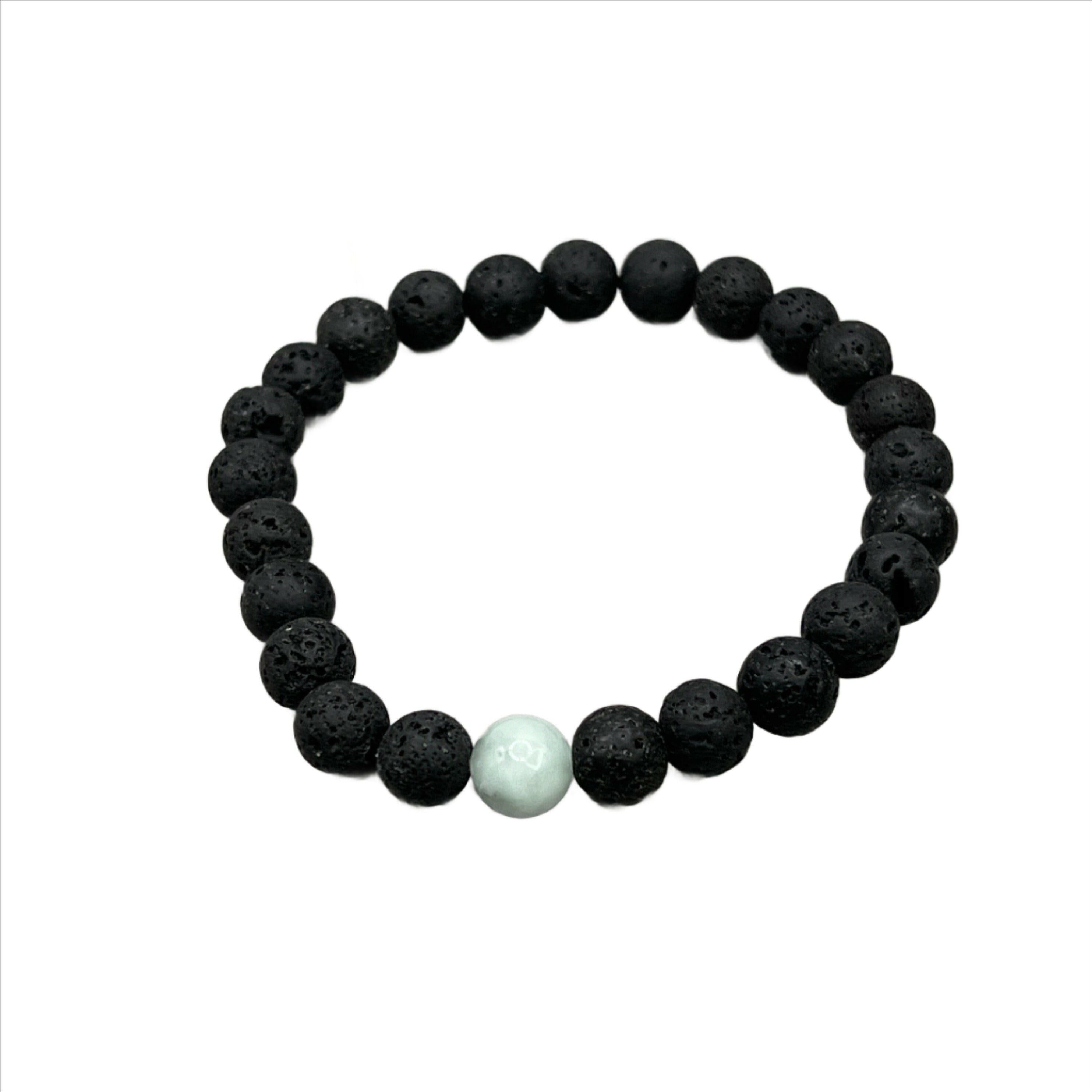 Bec Sue Jewelry Shop 6.5 / black and light green / lava stone and angelite lava stone and Natural Angelite grade AAA 8mm beads Tags 673