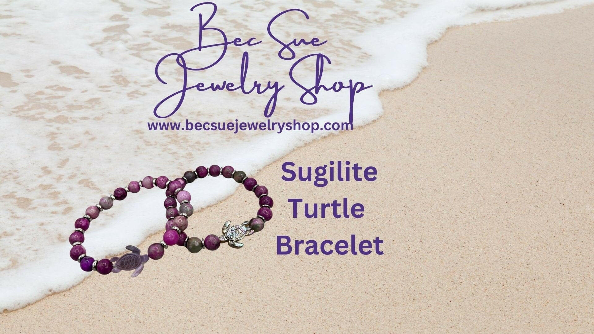 Handcrafted turtle bracelet featuring sugilite gemstones, perfect for stylish accessory
