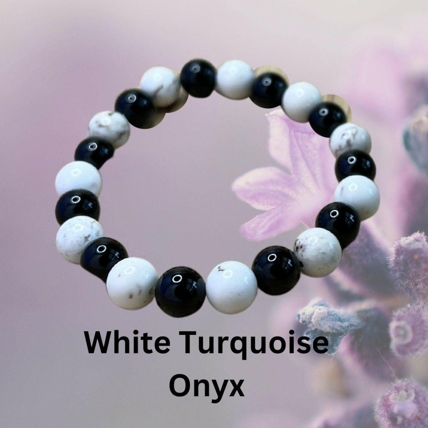 Bec Sue Jewelry Shop bracelet 6.25 / black/white / turquoise/onyx Onyx Bracelet, Turquoise Bead Bracelet, White Turquoise Bracelet Tags 508