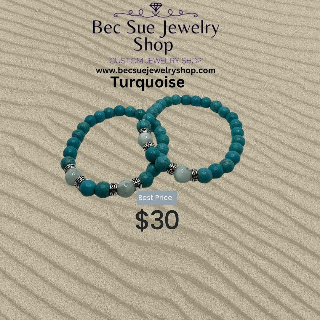 Blue Turquoise Bracelet | Chakra Bracelet | Bec Sue Jewelry Shop