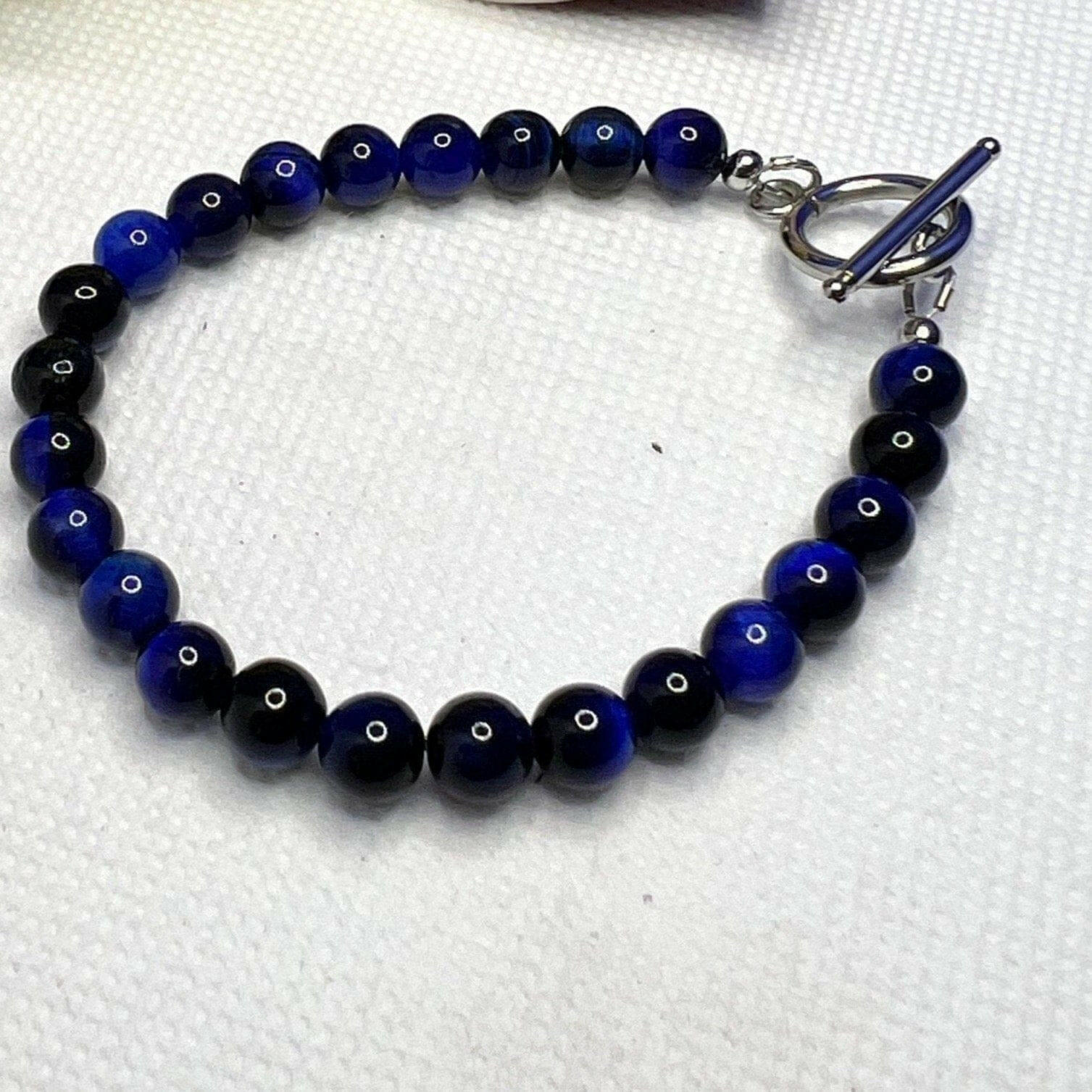 Blue Tiger Eye Bracelet | Steel Clasp Bracelet | Bec Sue Jewelry Shop