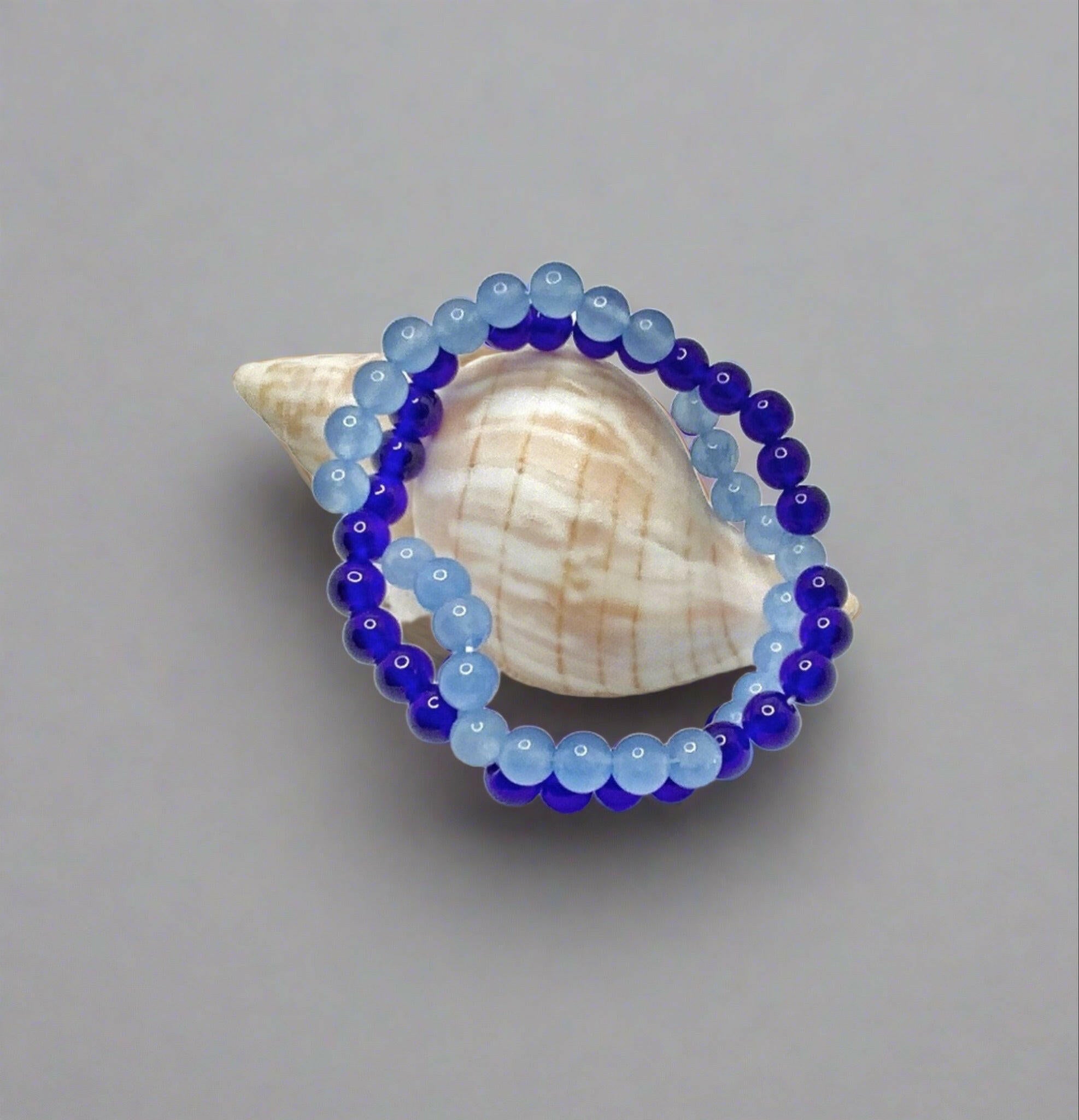 Bec Sue Jewelry Shop bracelet 6.5 / blue / cobalt blue glass Cobalt Blue Glass Beads Tags 263